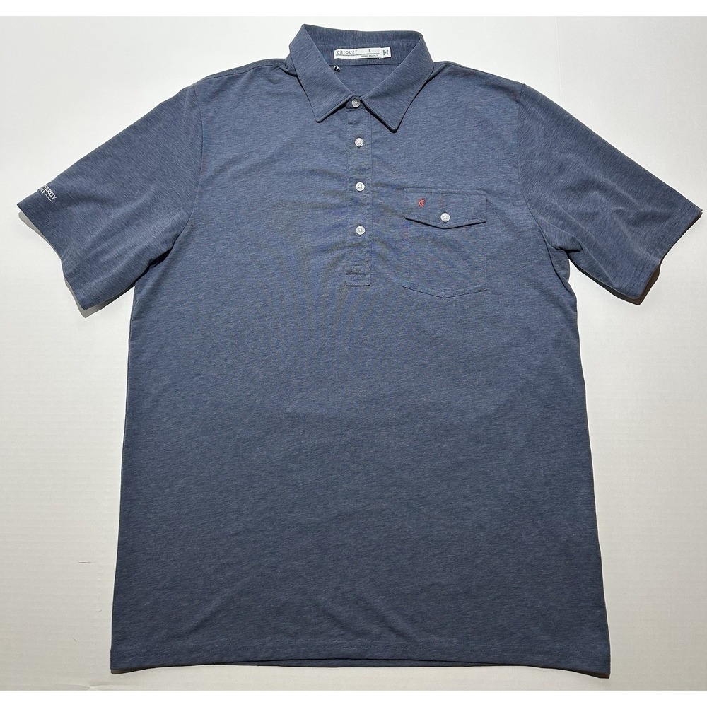 Criquet Mens Size Large Blue Embroidered Logo Short Sleeve Cotton Polo Shirt EUC